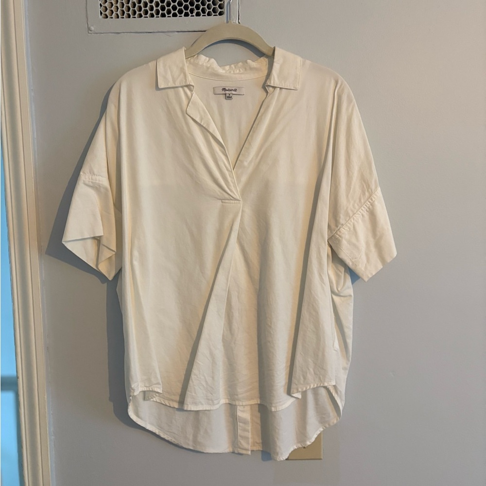 Madewell Cream Short Sleeve Blouse